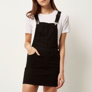Black Denim Overall Mini Dress